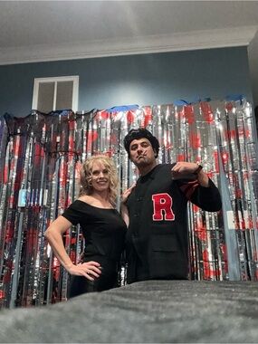 Danny Zuko Grease Rydell High Letterman Sweater Costume Set Large + Wig & Props